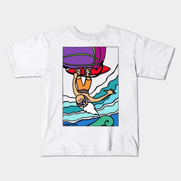 Grandpa windsurfer Kids T-Shirt by CRAZY SILVER